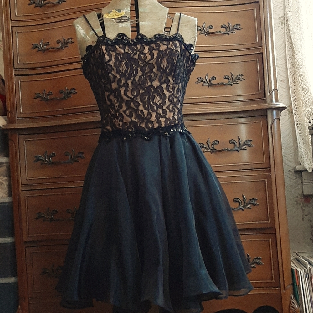 Very vintage little black lace dress